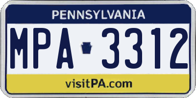 PA license plate MPA3312