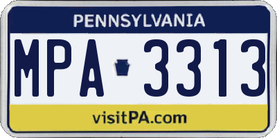 PA license plate MPA3313