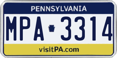 PA license plate MPA3314