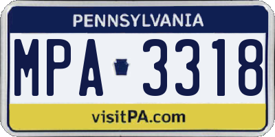 PA license plate MPA3318
