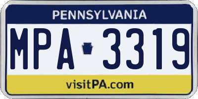 PA license plate MPA3319