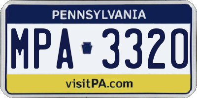 PA license plate MPA3320