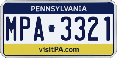 PA license plate MPA3321