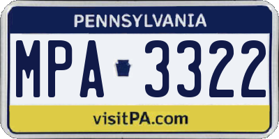 PA license plate MPA3322