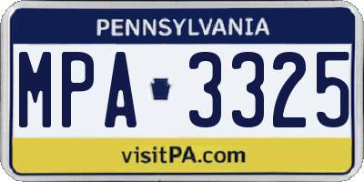 PA license plate MPA3325