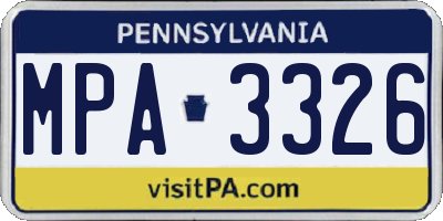 PA license plate MPA3326