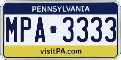 PA license plate MPA3333