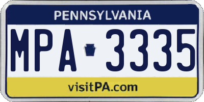 PA license plate MPA3335
