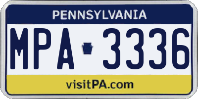 PA license plate MPA3336