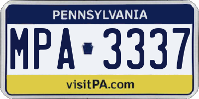 PA license plate MPA3337