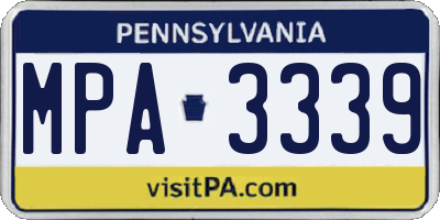 PA license plate MPA3339