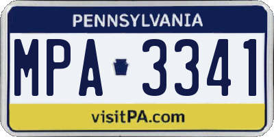 PA license plate MPA3341