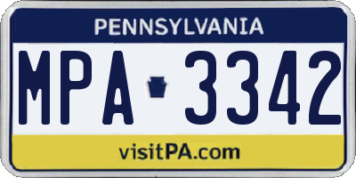 PA license plate MPA3342