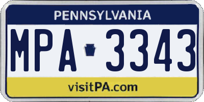 PA license plate MPA3343