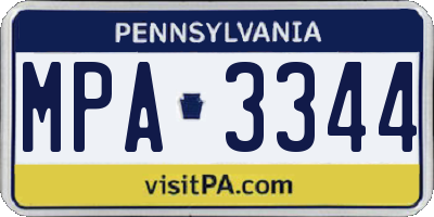 PA license plate MPA3344