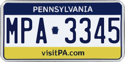 PA license plate MPA3345