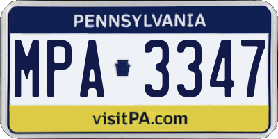 PA license plate MPA3347