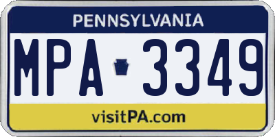 PA license plate MPA3349