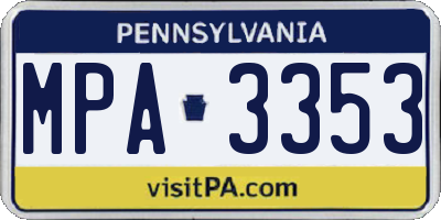 PA license plate MPA3353