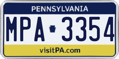 PA license plate MPA3354