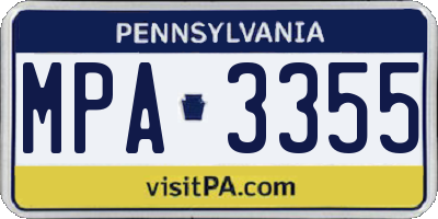 PA license plate MPA3355