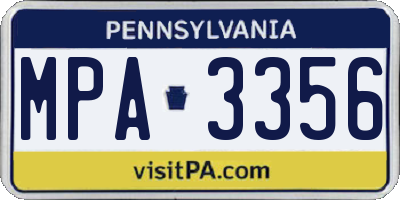 PA license plate MPA3356