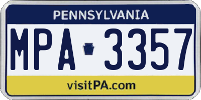 PA license plate MPA3357