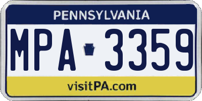 PA license plate MPA3359