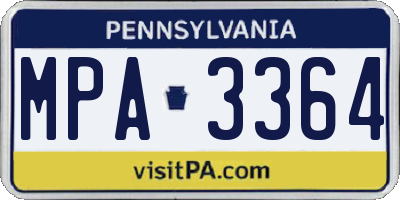 PA license plate MPA3364