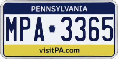 PA license plate MPA3365