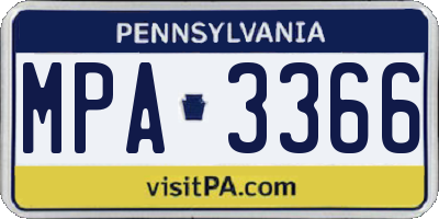 PA license plate MPA3366