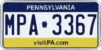 PA license plate MPA3367