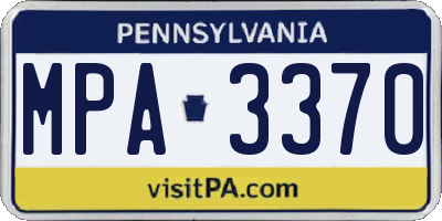 PA license plate MPA3370
