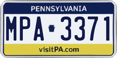PA license plate MPA3371