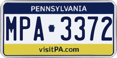 PA license plate MPA3372
