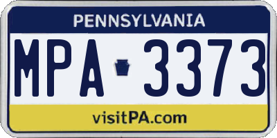 PA license plate MPA3373
