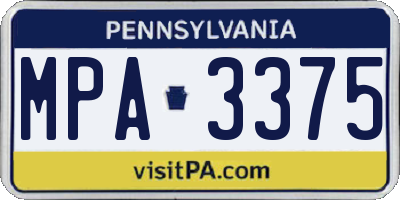 PA license plate MPA3375