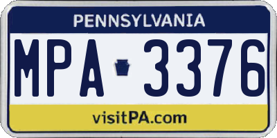 PA license plate MPA3376