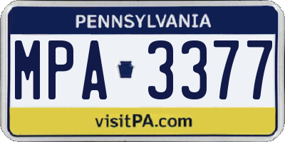 PA license plate MPA3377
