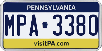 PA license plate MPA3380