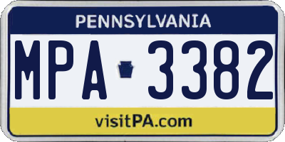 PA license plate MPA3382