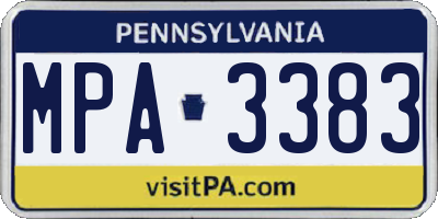 PA license plate MPA3383