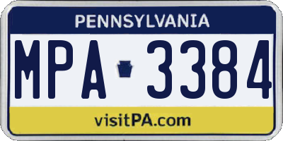 PA license plate MPA3384