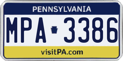 PA license plate MPA3386