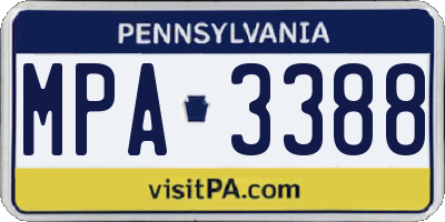 PA license plate MPA3388