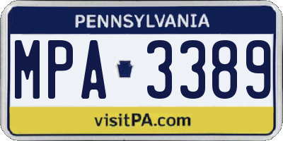 PA license plate MPA3389