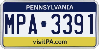 PA license plate MPA3391