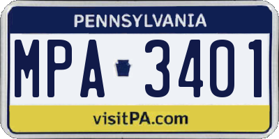 PA license plate MPA3401