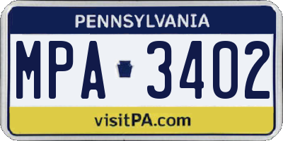 PA license plate MPA3402