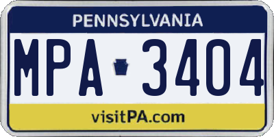 PA license plate MPA3404